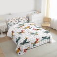 thumbnail image 3 of Manfei Orange Green Airplane Bedding Comforter Set 2pcs, Gray Plaid Twin Comforter Sets, Aircraft Transportation Theme Bedding Set, Luxury Bedroom Decor, 3 of 8