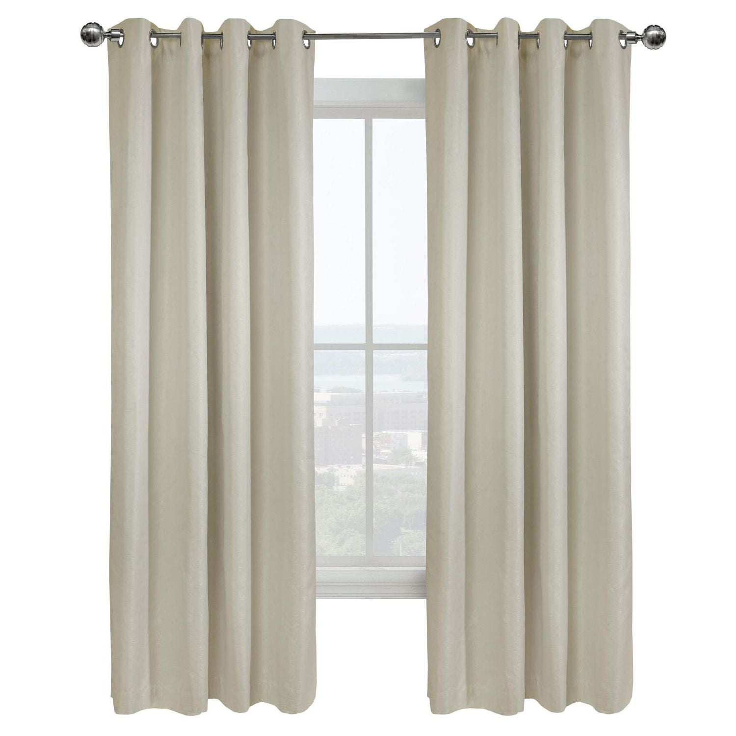 Vada, panneau de rideau à oeillets texturé, 100% occultant 52" x 95", blanc cassé