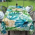 thumbnail image 3 of Tropical Leaves Outdoor Tablecloth with Umbrella Hole for Rectangle Table, Waterproof Green Leaf Patio Table Cloth with Zipper - 60 x 120 inches, 3 of 6