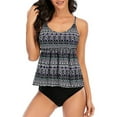 thumbnail image 2 of WREESH Womens Tankini Swimsuit Fashion Bikini Set Swimsuit Two Piece Filled Solid Swimwear Beachwear Beach Bathing Suit Black, 2 of 5