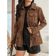 thumbnail image 6 of Female Fashion Corduroy Shackets Down Jackets Tops Fall Trendy Long Sleeve Shirts Brown XXL, 6 of 9