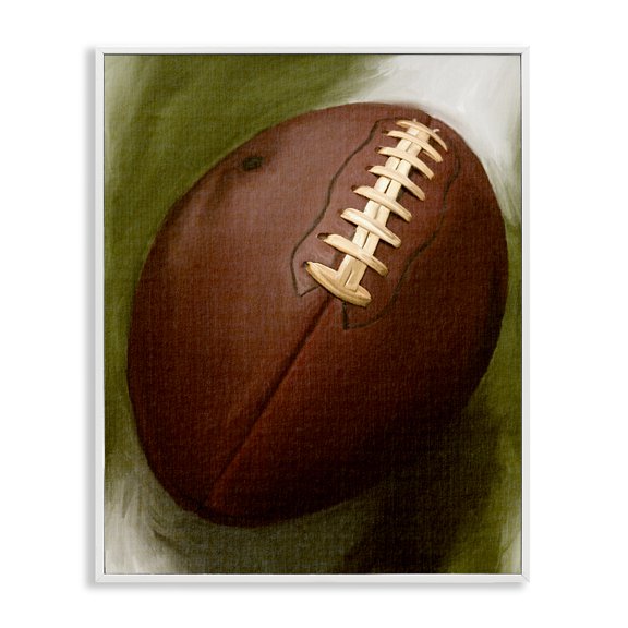 Stupell Industries Traditional Football Painting Sports Painting White Framed Art Print Wall Art, 16 x 20