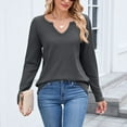 thumbnail image 6 of HLKJKLS Long Sleeve Shirts For Women V Neck Long Sleeve Loose T Shirt Polyester Autumn Winter Fashionable Casual Gray S-Xxl, 6 of 9