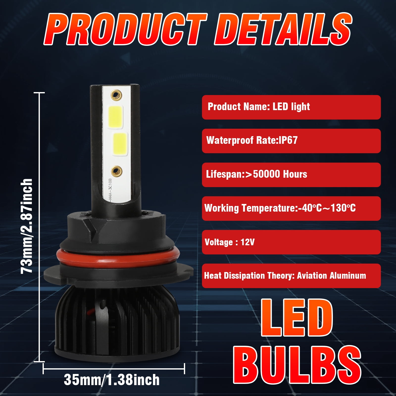 For Nissan Frontier 2001-2017 2015 2016 2017 2018 2019 2020 9007/HB5 Combo High Low Beam 2-Pack LED Headlight 7000LM Kits Bulbs White 6000k Hi-Lo Lights in One 300% Brighter
