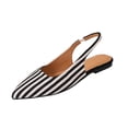 thumbnail image 2 of Purcolt Womens Stripes Canvas Slingback Flats Dressy Casual Pointed Toe Slip On Ballet Shoes Comfort Soft Sole Dress Shoes with Elastic Ankle Strap, 2 of 7