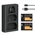 thumbnail image 1 of K&F CONCEPT Camera Battery & Charger Kit with 2-slot Battery Charger + 2pcs LP-E6NH Batteries 7.4V 2250mAh + Type-C Charging Cable Replacement for Canon EOS R5/R6/R/5D Mark IV/5D Mark III/5DS/5DS, 1 of 9