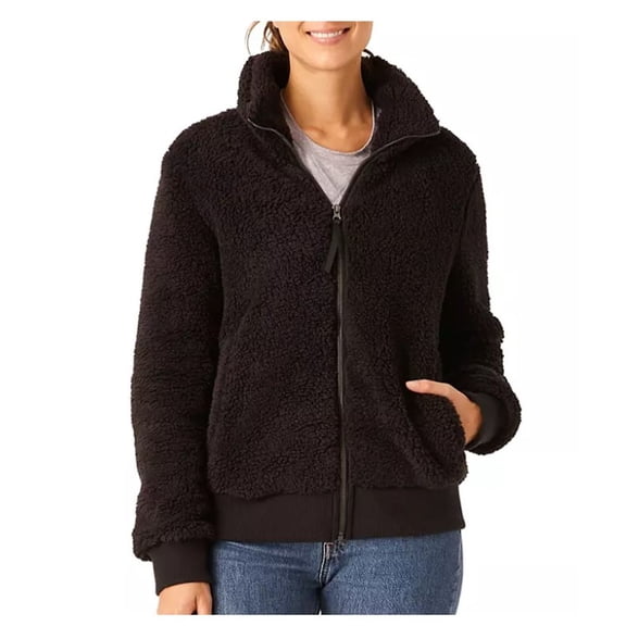 Free Country Women's FreeCycle Plush Butter Pile Sherpa Full-Zip Jacket (Black, S)