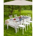 thumbnail image 4 of Outdoor Tablecloth with Umbrella Hole for Patio/Picnic/Party/Camping, Texas Star Blue Red Waterproof Table Cloth Rectangle Table Cover Washable, Country Western Vintage Wood 60"x 84", 4 of 7