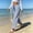 Blue women striped straight leg pants a1, variant on Bzdzmqm Women Straight Leg Striped Casual Pants Loose Drawstring Elastic Waist Ankle Length Beach Trousers Summer Lounge Wear, Blue 2XL