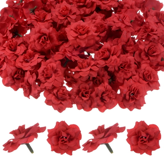 Uxcell 50-Pack Artificial Roses Heads, Silk Faux Rose Head for Wedding/Bouquet/Flower Wall/DIY Crafts/Party Decoration, Fake Bloom Flower Heads Buds [Red]