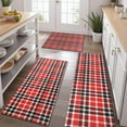 thumbnail image 2 of Red Black White Checkerboard Checkered Pattern Kitchen Rugs Sets Of 3,Kitchen Runner Rugs Non Skid Washable,Decorative Kitchen Floor Mats for Kitchen,Sink,Laundry,17"x30"+ 17"x47" + 17"x59", 2 of 6