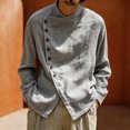 thumbnail image 3 of StSilkitty Mens Casual Shirts Solid Color Long Sleeve Side Bottons T Shirt Lightweight Soft Fashion Comfy Tops, 3 of 5