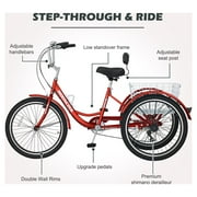 NAIZEA Adult Tricycles 26 Inch 3 Wheel 7 Speed Bikes Three-Wheeled Bicycles Cruise Trike with Shopping Basket