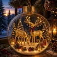 thumbnail image 2 of MYUNNIL Christmas Reindeer Snow Globe Ornaments, 4" Mini Clear Christmas Themed Hanging Ball Decoration with Built-In Warm LED Light, Cute Waterproof Seasonal Pendant for Tree Home Decor, 2 of 8