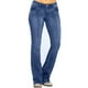 thumbnail image 2 of Pantalones vaqueros Prolriy para mujer, cintura elástica, botones, acampanados, bordados, azul, XXL, 2 of 8