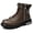 Black cotton-padded shoes, variant on Men's Brown Short Combat Martin Boots, Lace Up Side Zipper Split Cowhide Round Toe Motorcycle Boots, 2026 Summer New Arrival