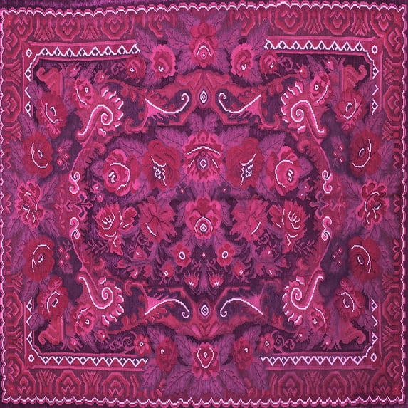 Ahgly Company Indoor Square Animal Pink Traditional Area Rugs, 5' Square
