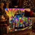 thumbnail image 3 of Retro Rainbow Van Beach Sunset, Peaceful Pet Portrait Pattern, Warm Flannel Blanket for Living Room and Bedroom, Dog Lovers Just Because Gift, Pet Lover Home Decor, 3 of 9