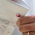 thumbnail image 2 of Beer You Better Believe Size Matters Funny Humor Retro Round Cufflink Set Silver Color, 2 of 6