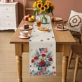 thumbnail image 2 of 4th of July Floral Table Runner 72 Inches, Vintage Red Blue Roses Patriotic Bed Runner Dresser Scarves Tabletop for Indoor Outdoor Parties/Ceremony/Banquet, 14" x 72", 2 of 9