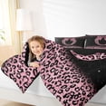 thumbnail image 3 of Erosebridal Cute Pink Leopard Print Queen Comforter Set for Girls, Bowknot Letter O Bedding Comforter Set, Black Reversible 3 Pieces, 1 Comforter and 2 Pillowcases, 3 of 6