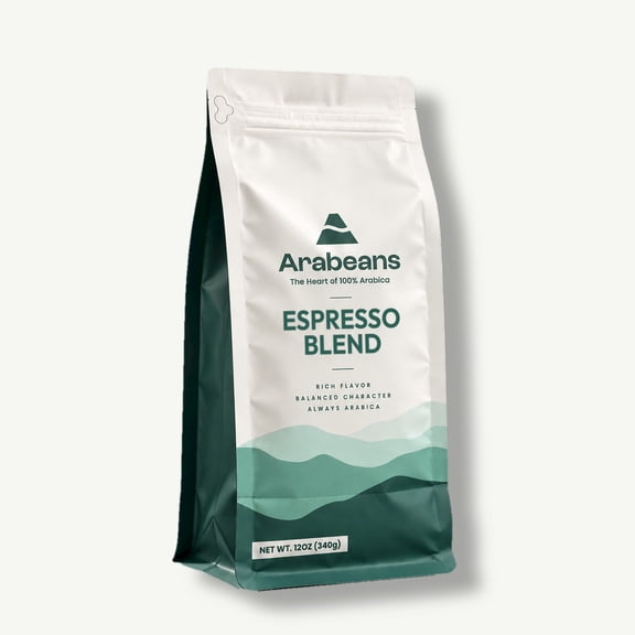 Arabeans Espresso Blend Coffee 100% Arabica Medium Roast Whole Bean Chocolate Caramel Flavor 1-Count 12 oz