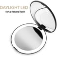 thumbnail image 3 of LED Lighted Pocket Mirror, Large Natural Lighted Handheld Makeup Mirror, 5" in Diameter, Compact and Portable for Travel (Black), 3 of 5