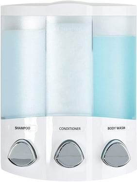 Better Living Products, White 76354 Euro Series TRIO 3-Chamber Soap and Shower Dispenser, Eliminates shower bottle clutter and container lifts off.., By Visit the Better Living Store