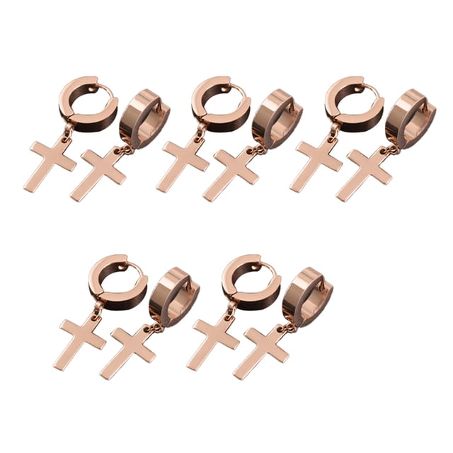 5 pares de pendientes cruzados, ligeros, fáciles de llevar, estilo coreano, pendientes de gota, Clip para oreja, fiestas de Navidad, Día de San Ropa, zapatos y accesorios Miscelánea tipo 15 Sonducket AP009692-15B