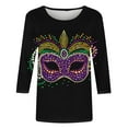 thumbnail image 5 of Feancey Deal of The Day Prime Today Mardi Gras 3/4 Sleeve Tops for Women Spring Trendy Mask Print Carnival Themed T-Shirts Comfy Casual Round Neck Dressy Blouse Parade Tees Multicolor M, 5 of 6