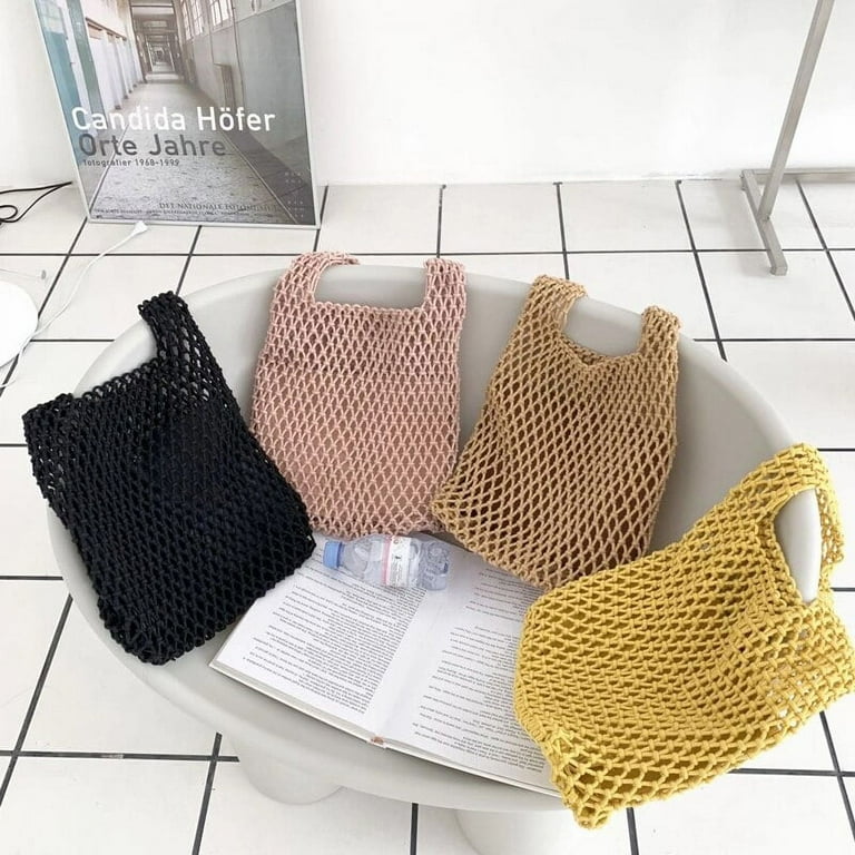 PIKADINGNIS New Cotton Thread Knitted Women Handbags Ladies Net