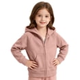 thumbnail image 4 of Jalioing Big Girls Cotton Hoodies Casual Fashion Full Zip Up Long Sleeve Hooded Jacket Kids Plain Sweatshirt with Pocket, 4 of 8