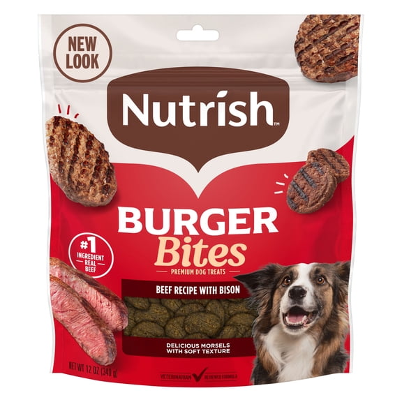 Nutrish Burger Bites Beef Recipe with Bison Premium Dog Treats, 12 oz. Pouch (Rachael Ray)