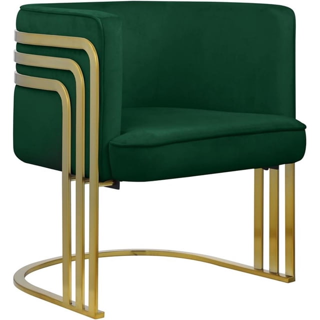 Meridian Furniture Fauteuil d'Appoint Rembourré en Velours Vert à Rayures