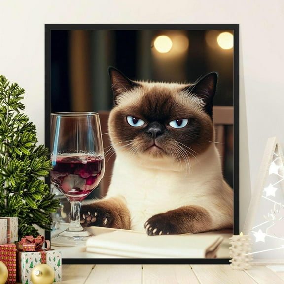 Funny grumpy cat poster, Humorous wall art decor, Unique cat lover gift, Cute animal illustration, Cat picture for home and office, 12x18
