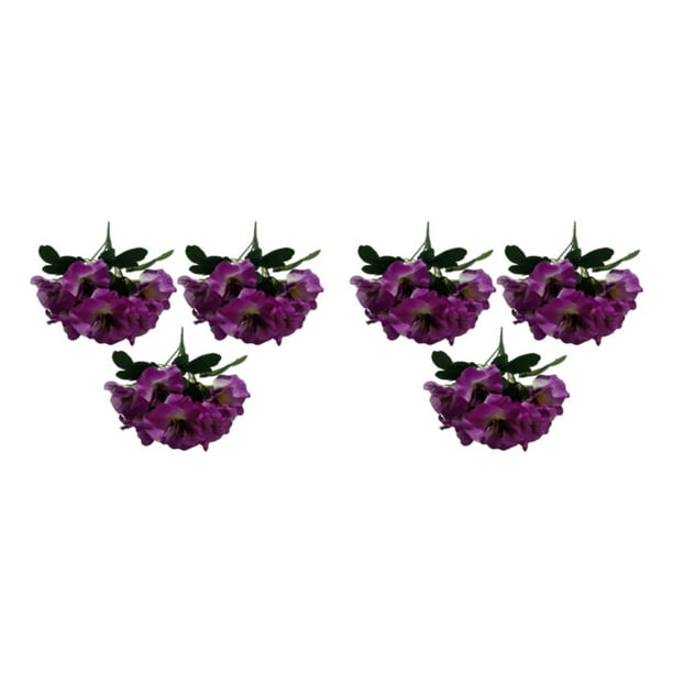Matsuzay 3 piezas de flores artificiales con ramo de plantas de pensamiento de hoja verde para el hogar Type4 NO4