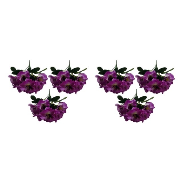 Matsuzay 3 piezas de flores artificiales con ramo de plantas de pensamiento de hoja verde para el hogar Type4 NO4