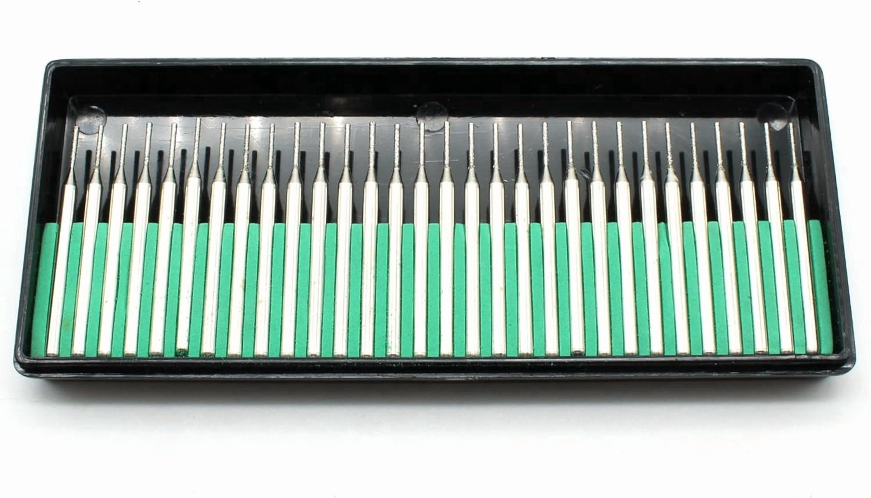 FRKSMD-30 pc 1 mm (1/32 Inch) Coarse Diamond Coated Burrs Glass Drill Bit Set Grit 80 with 1/8 Inch Shank for Dremel Rotary Tools