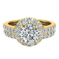 thumbnail image 4 of Diamond Wedding Ring Set for Women Round Brilliant Halo Rings 14K Gold 1.38 Carat (G,SI), 4 of 5