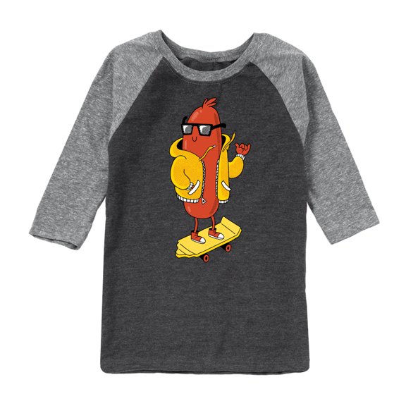 Instant Message - Hot Dog Skater - Toddler And Youth Raglan Graphic T-Shirt