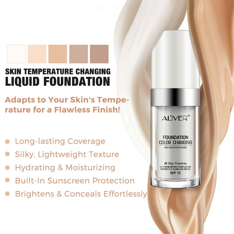Aliver Color Changing Liquid Foundation, Warm Tone photo 2