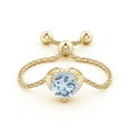 thumbnail image 2 of ANGARA Natural Round Aquamarine Solitaire Heart Bolo Ring in 14K Yellow Gold for Women (Size-5mm) | March Birthstone, Birthday, Anniversary, Jewelry Gift for Women | Natural Aquamarine Ring, 2 of 8