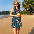 thumbnail image 3 of Easygdp Flamants Roses et Oiseaux pour Femmes Robe Respirante Plissée Ample Robe d'Été Sans Manches avec Poches, 3 of 7