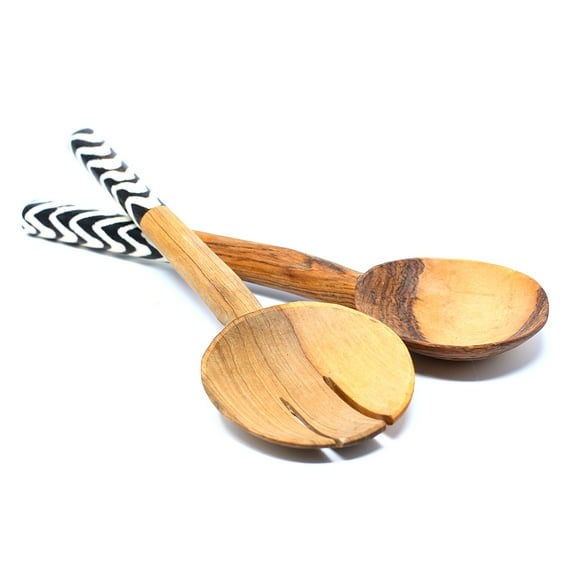 Olive Serving Set with Bone Handles 10 inch