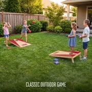 Realplay Cornhole Board Set – Wooden Corn Hole Game with 2 Boards & 8 Bean Bags, Portable Bean Bag Toss Outdoor Games for Adults and Family