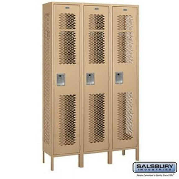 Salsbury 15 in. Single Tier Vented Metal Locker - Unassembled - Tan