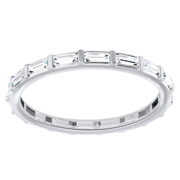 Baguette Cut White Natural Diamond Eternity Band Ring In 14K Solid White Gold ( 0.5 Ct)