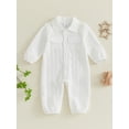 thumbnail image 5 of RUINIXCW Baby Boys Jumpsuit, Long Sleeve Button-down Solid Casual Autumn Newborn Romper Clothes, 5 of 9