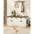 thumbnail image 6 of Cat Litter Box Enclosure for 2 Cats, Hidden Litter Box Furniture Cabinet with Double Room, Indoor Cat House, Farmhouse Style, 46.7 x 18.9 x 21.1 Inches, Rustic Brown and White CB85314X, 6 of 10