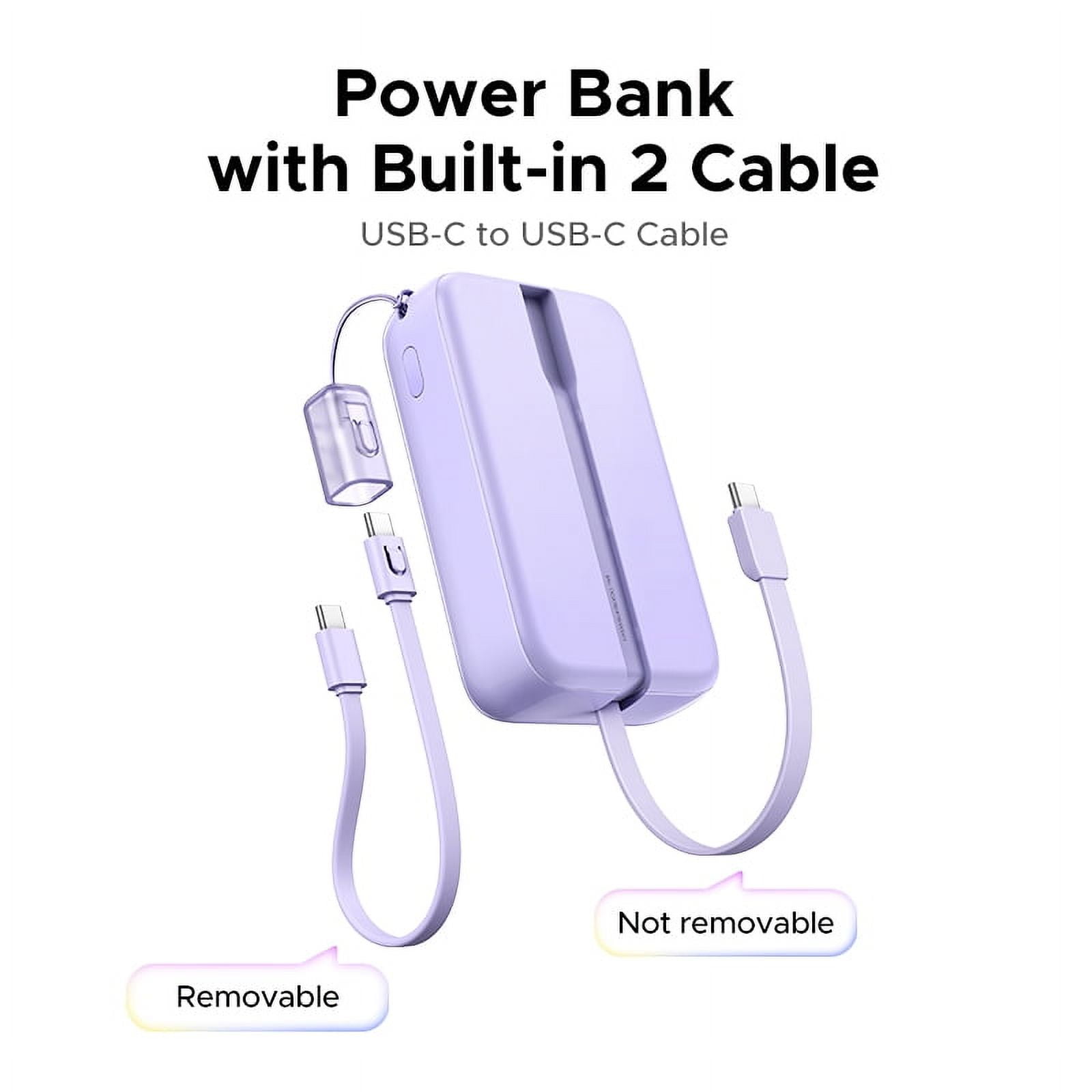 UGREEN Power Bank, 20,000mAh Portable Charger with Dual Built-in Cables, 22.5W Max Output, Smart Digital Display, Battery Pack compatible for iPhone Series,  compatible for iPad, and More